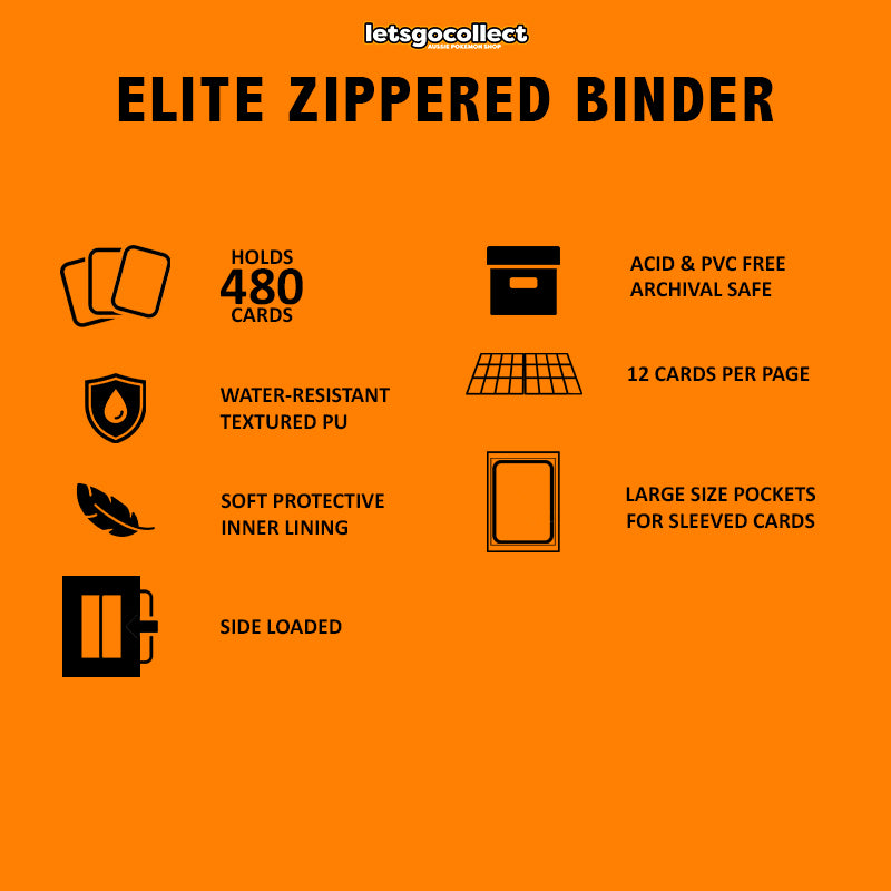 LGC 12PKT 480 Card Elite Zippered Binder